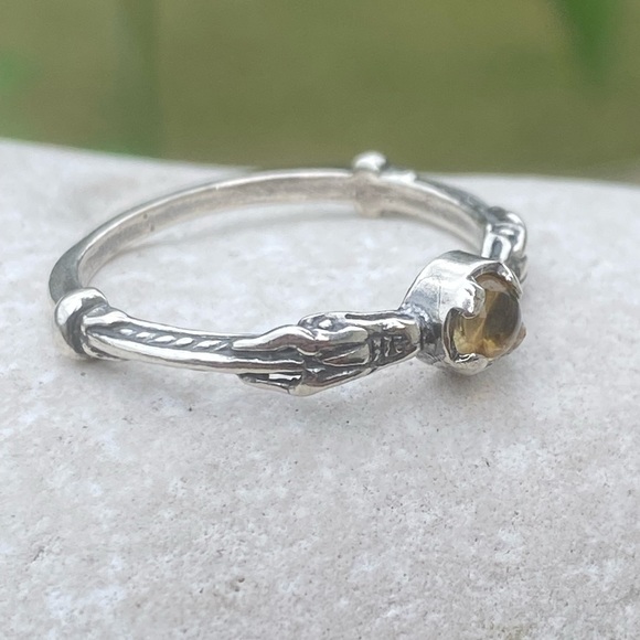 Celtic Dragon Ring .925 Sterling Silver w/ genuine citrine sz 9 medieval dragon - Picture 3 of 16